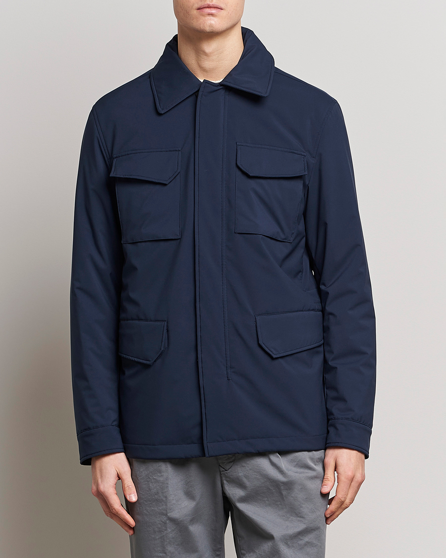 SLOWEAR ネイビー ブルゾン Slowear Nylon Field Jacket Navy at CareOfCarl.com