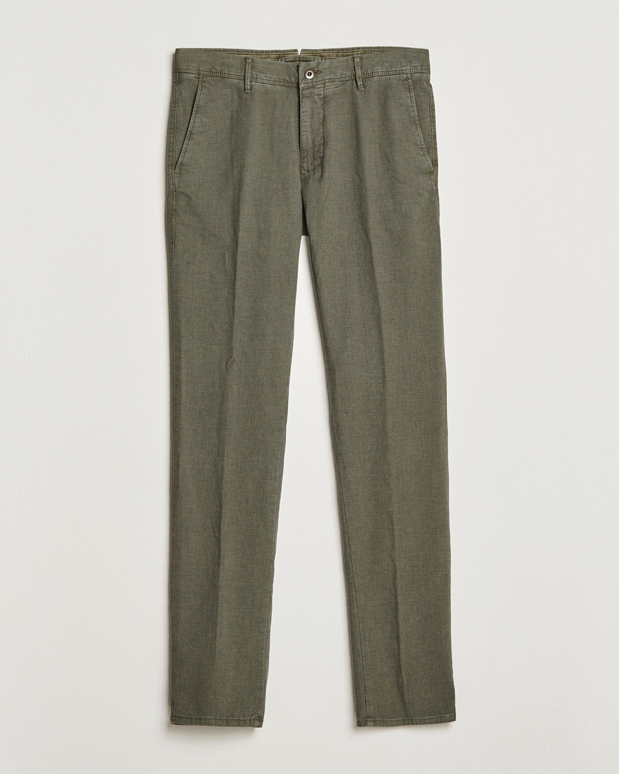 Men | Trousers | Incotex | Slim Fit Overdyed Pattern Slacks Dark Green