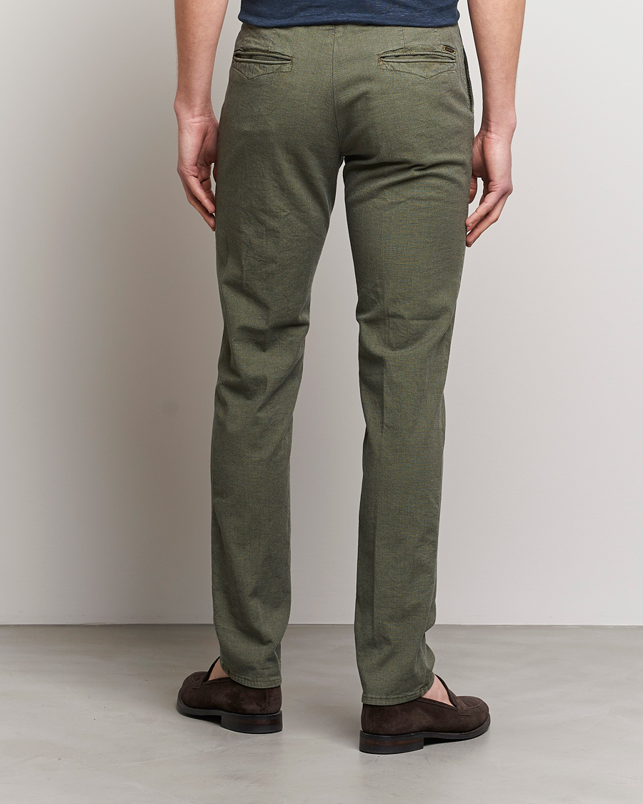 Men | Trousers | Incotex | Slim Fit Overdyed Pattern Slacks Dark Green