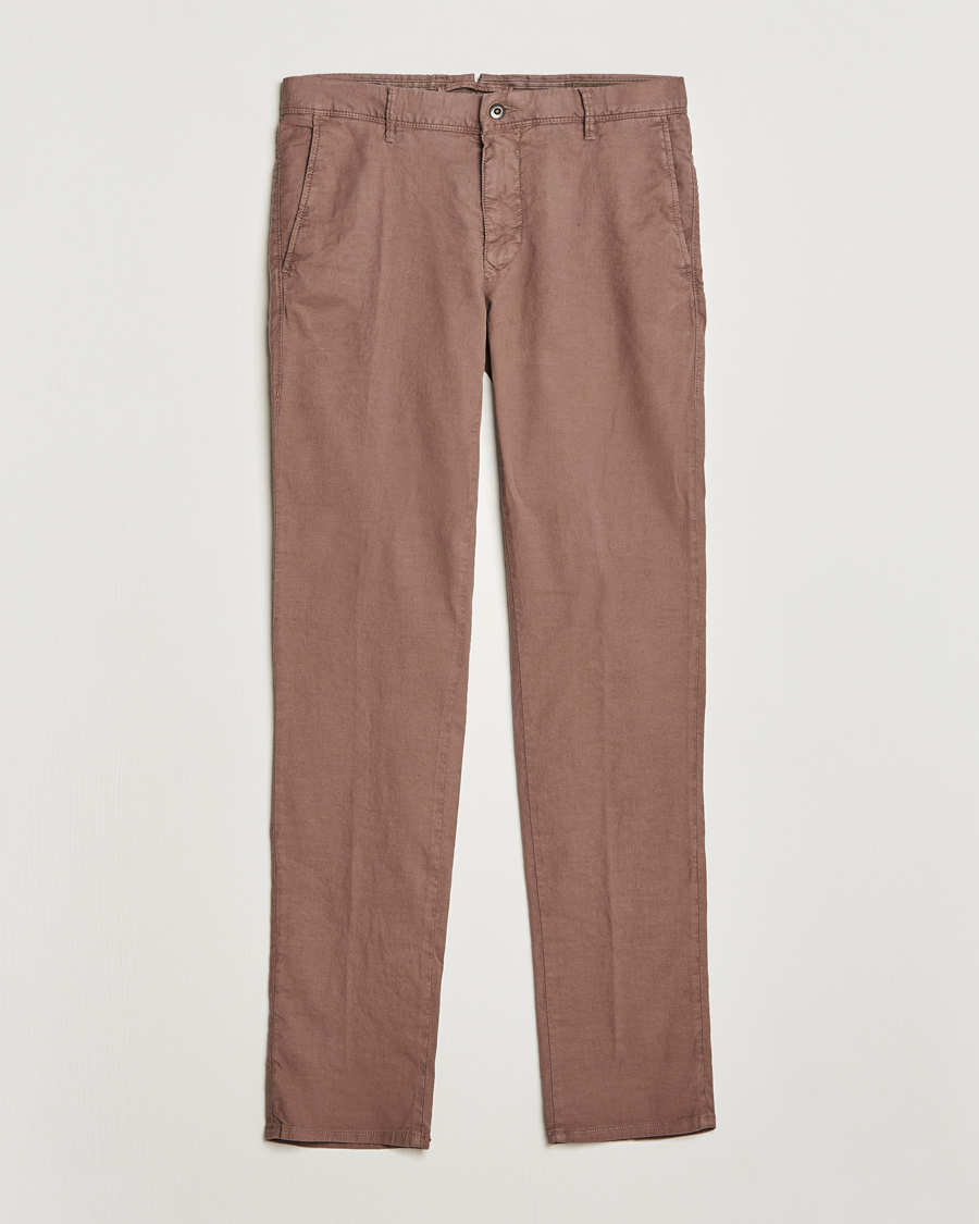 Men | Trousers | Incotex | Slim Fit Cotton/Linen Slacks Brown
