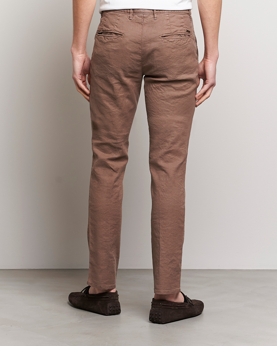 Men | Trousers | Incotex | Slim Fit Cotton/Linen Slacks Brown