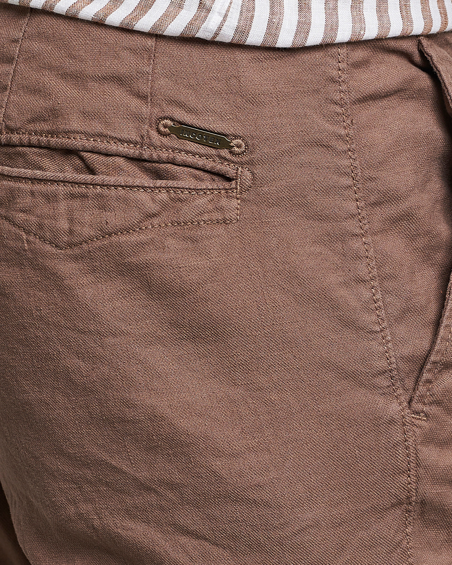 Men | Trousers | Incotex | Slim Fit Cotton/Linen Slacks Brown
