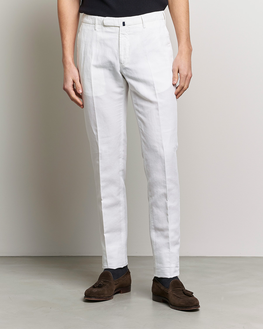 Men | Linen Trousers | Incotex | Slim Fit Chinolino Trousers White