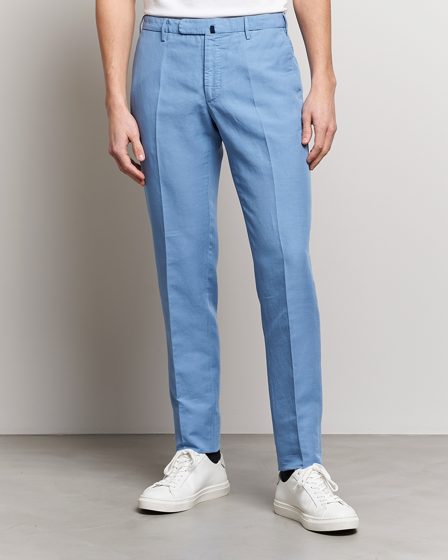 Men | Linen Trousers | Incotex | Slim Fit Chinolino Trousers Light Blue
