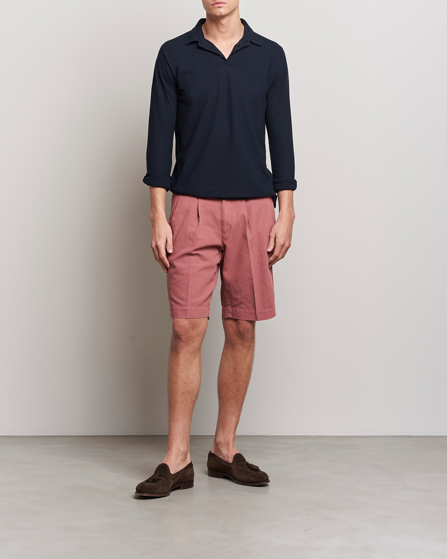 Men | Shorts | Incotex | Pleated Chinolino Shorts Brick