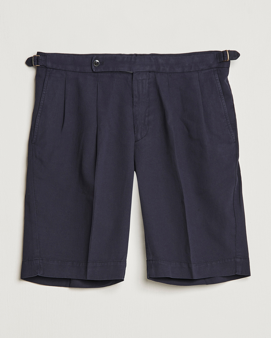 Men | Shorts | Incotex | Pleated Chinolino Shorts Navy