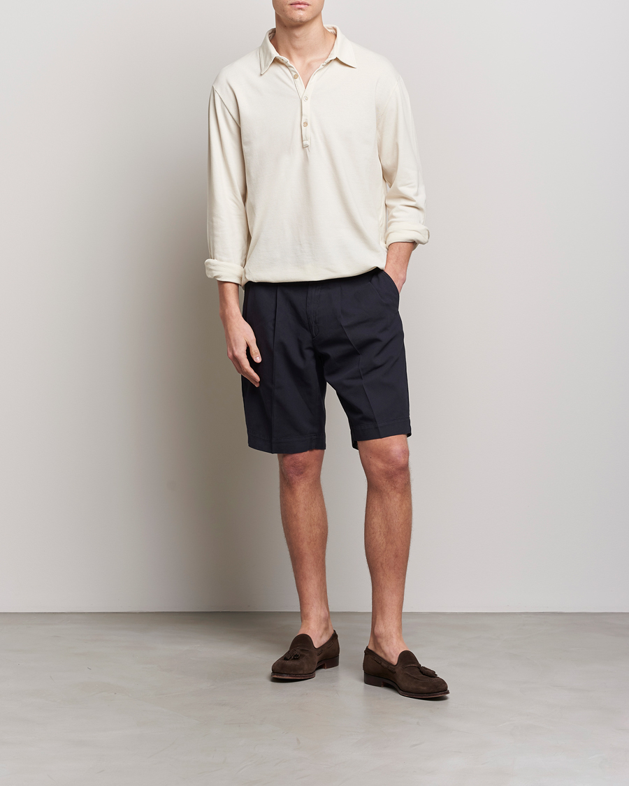 Men | Shorts | Incotex | Pleated Chinolino Shorts Navy