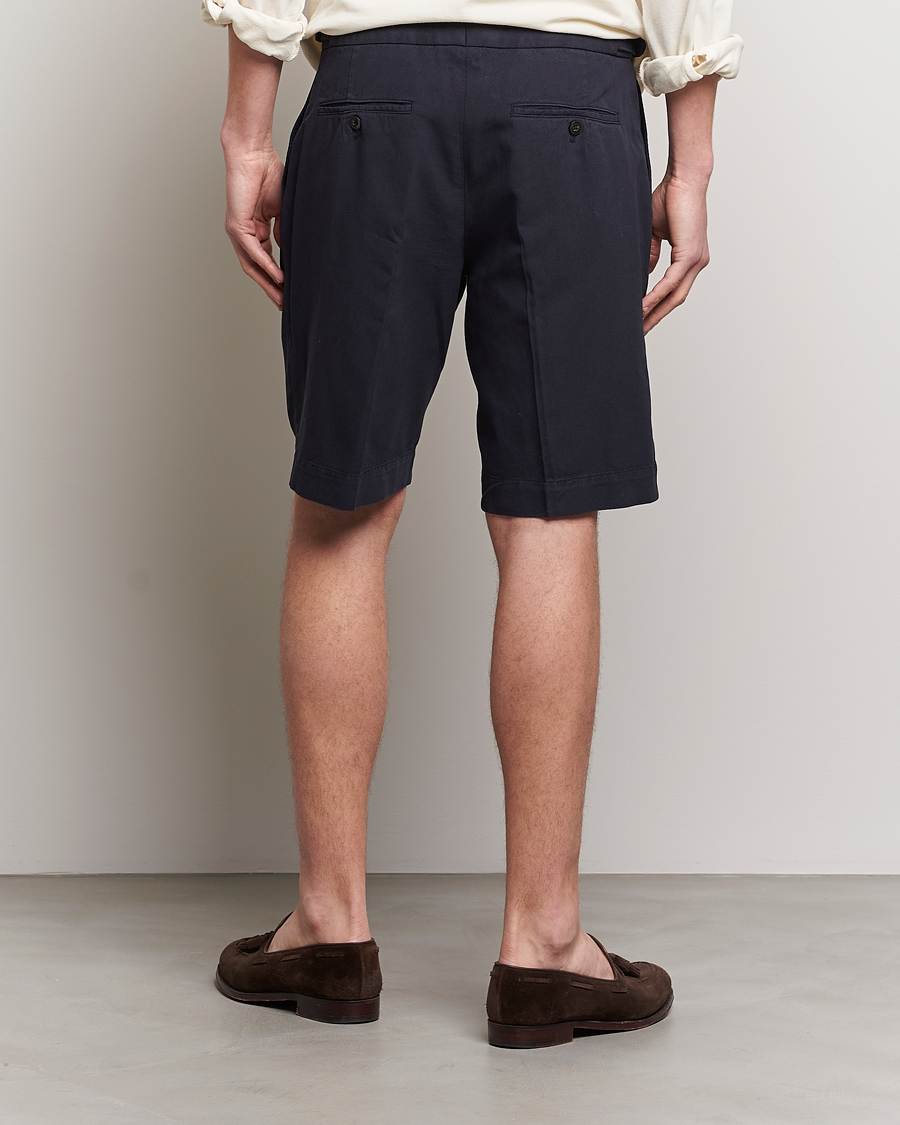 Men | Shorts | Incotex | Pleated Chinolino Shorts Navy