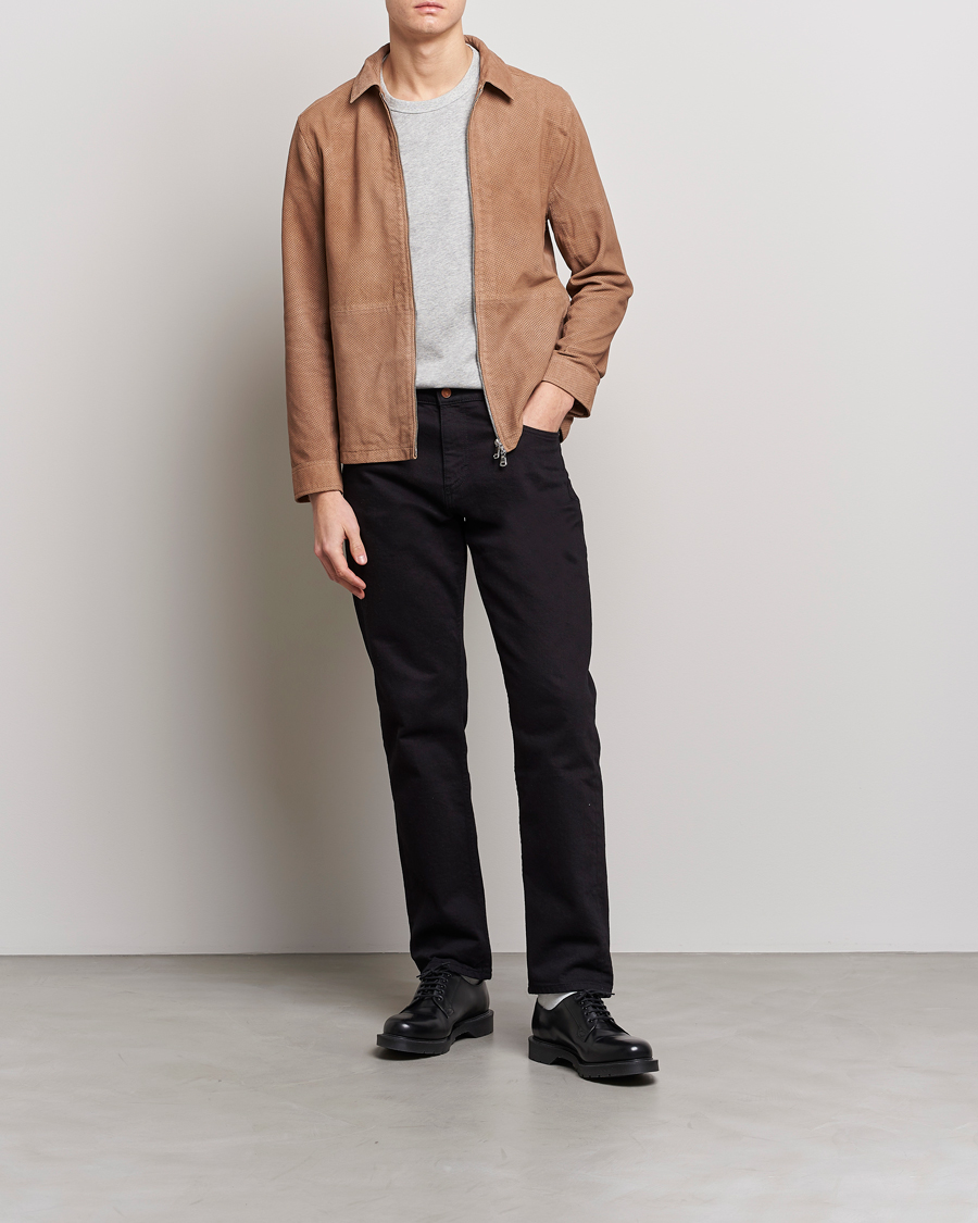 Men | Coats & Jackets | J.Lindeberg | Jonah Perforated Suede Overshirt Tiger Brown