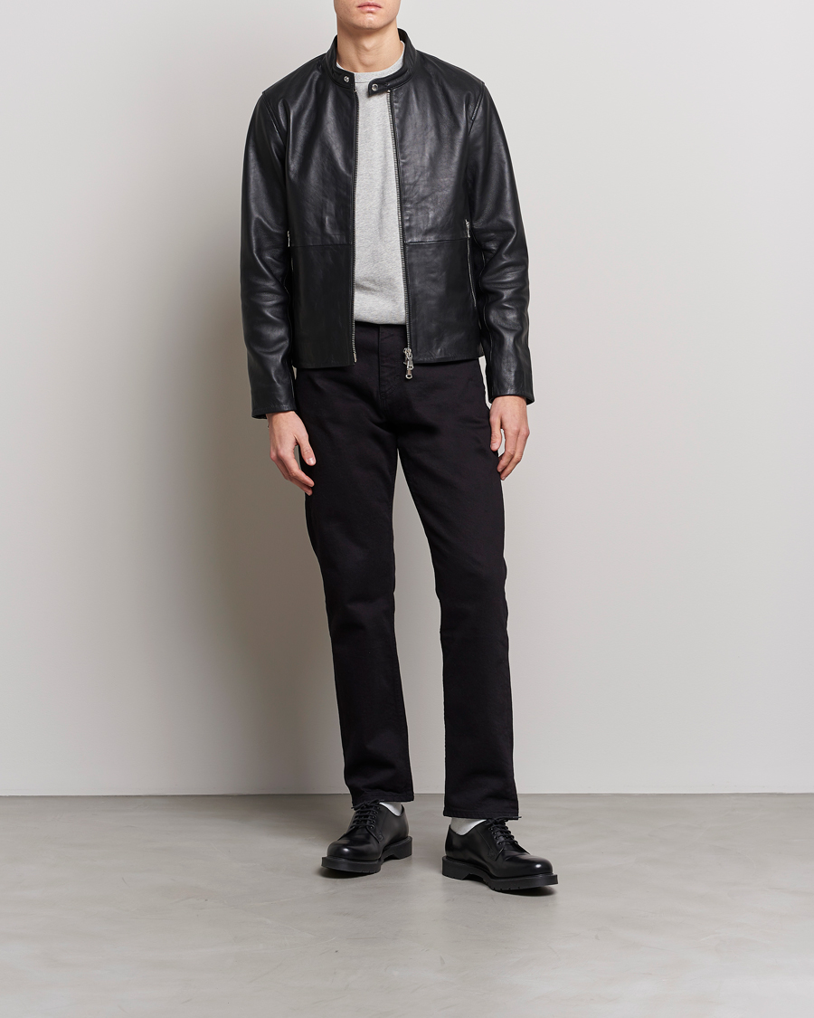 Men | Coats & Jackets | J.Lindeberg | Boris Biker Leather Jacket Black