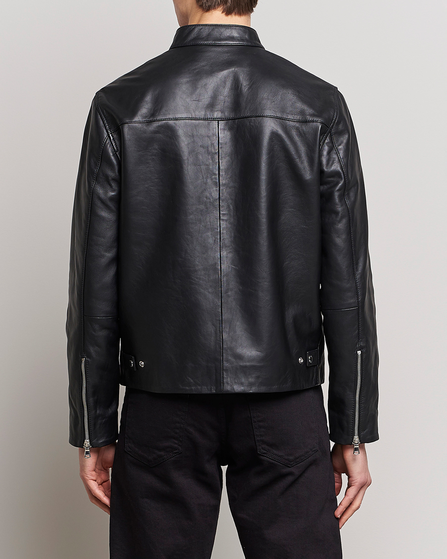 Men | Coats & Jackets | J.Lindeberg | Boris Biker Leather Jacket Black