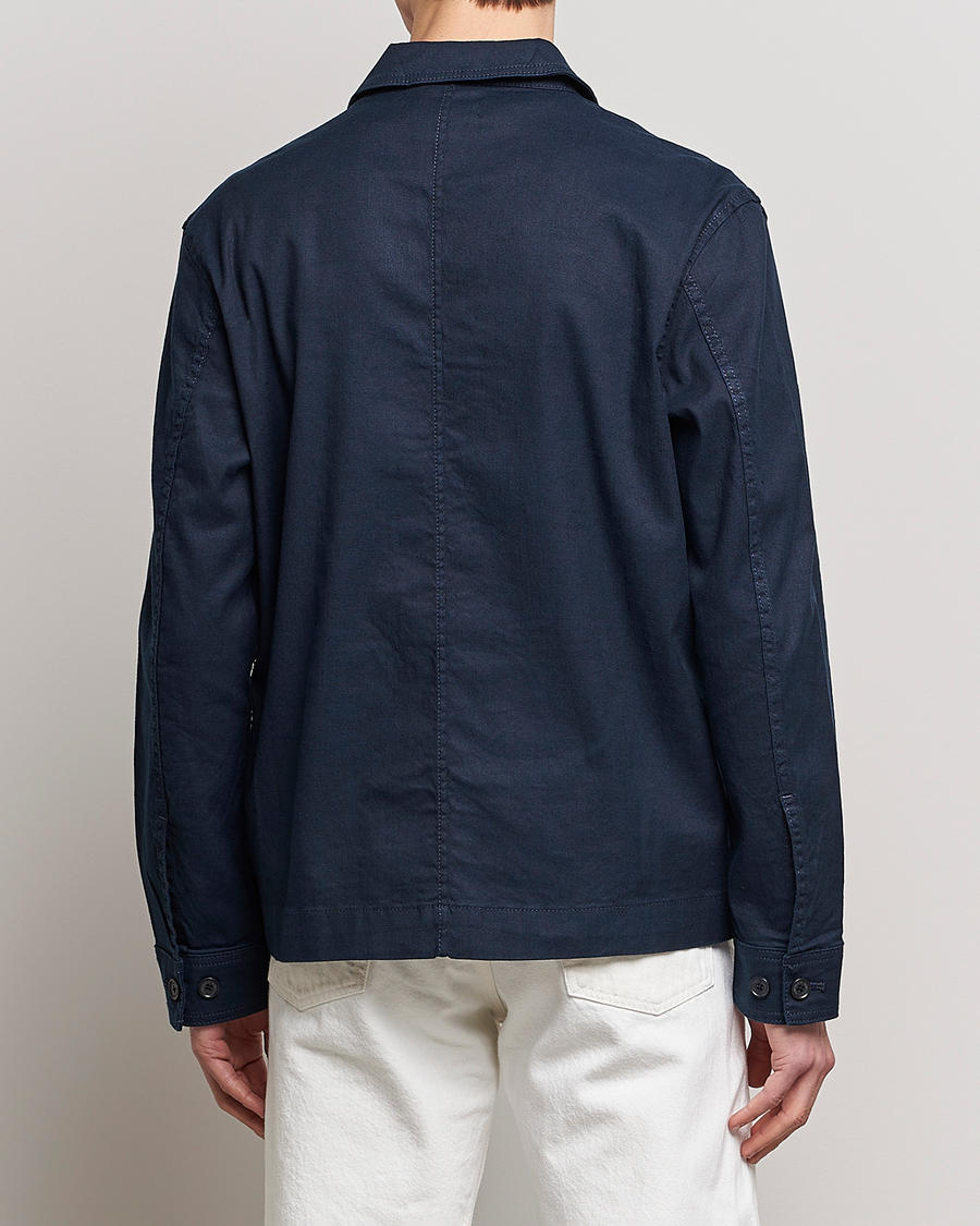 Men | Shirts | J.Lindeberg | Errol Linen/Cotton Workwear Overshirt Navy