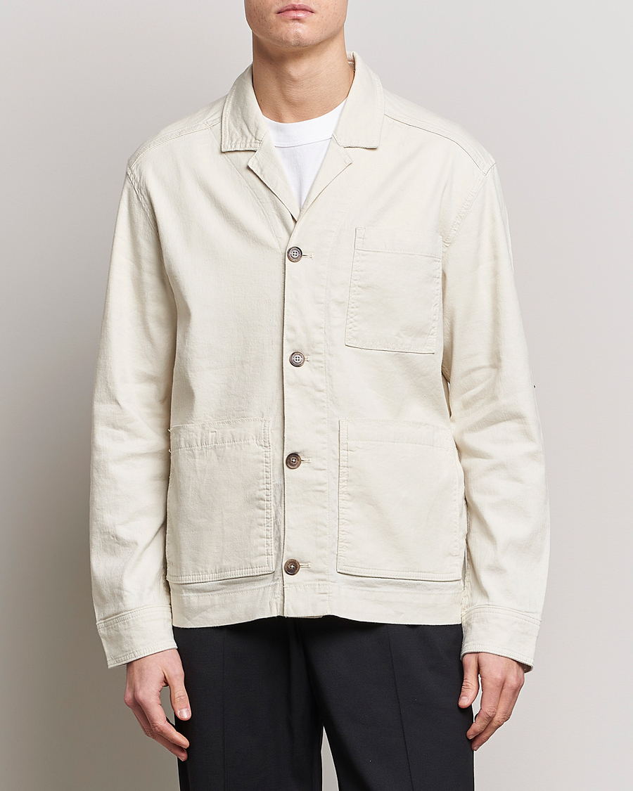 Men | Overshirts | J.Lindeberg | Errol Linen/Cotton Workwear Overshirt Turtledove