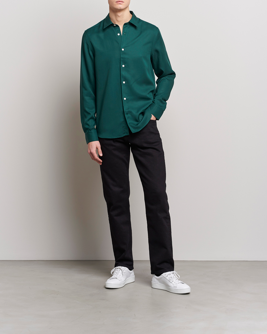 Men | Shirts | J.Lindeberg | Slim Fit Comfort Tencel Shirt Rain Forest