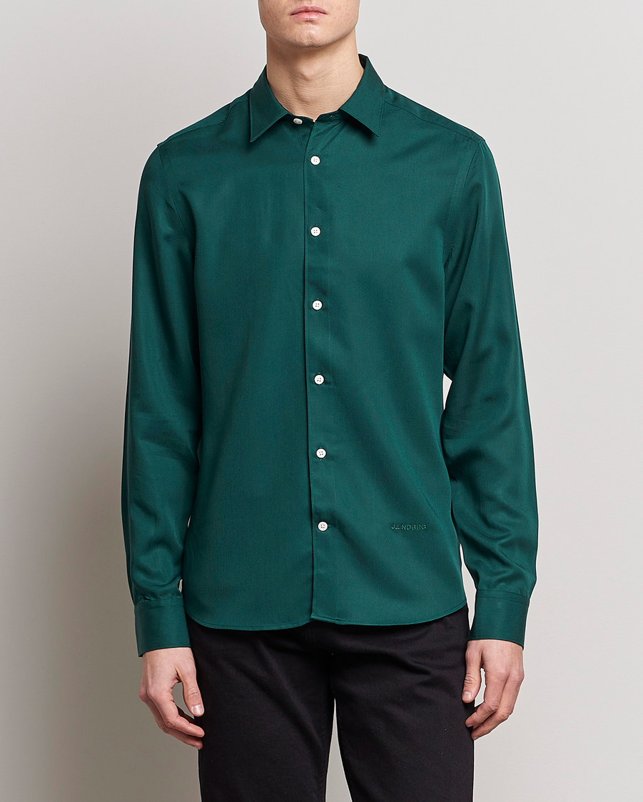 Men | Shirts | J.Lindeberg | Slim Fit Comfort Tencel Shirt Rain Forest