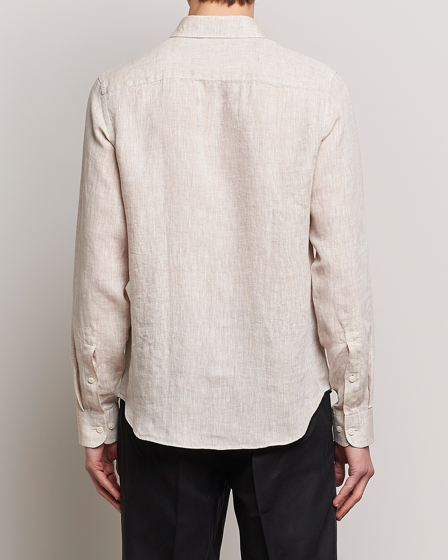 Men | Shirts | J.Lindeberg | Slim Fit Linen Melange Shirt Safari Beige