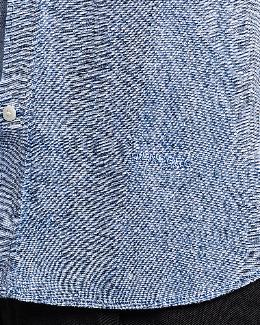 Men | Shirts | J.Lindeberg | Slim Fit Linen Melange Shirt Lapis Blue
