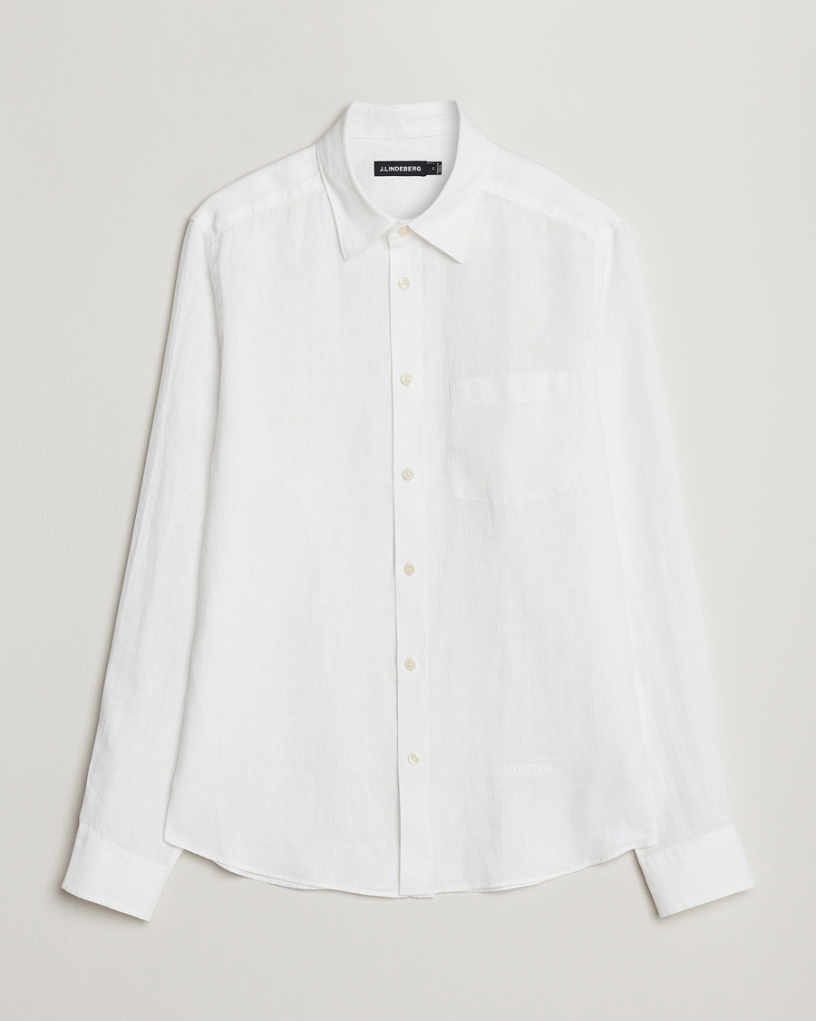 J.Lindeberg Slim Fit Clean Linen Shirt White at CareOfCarl.com