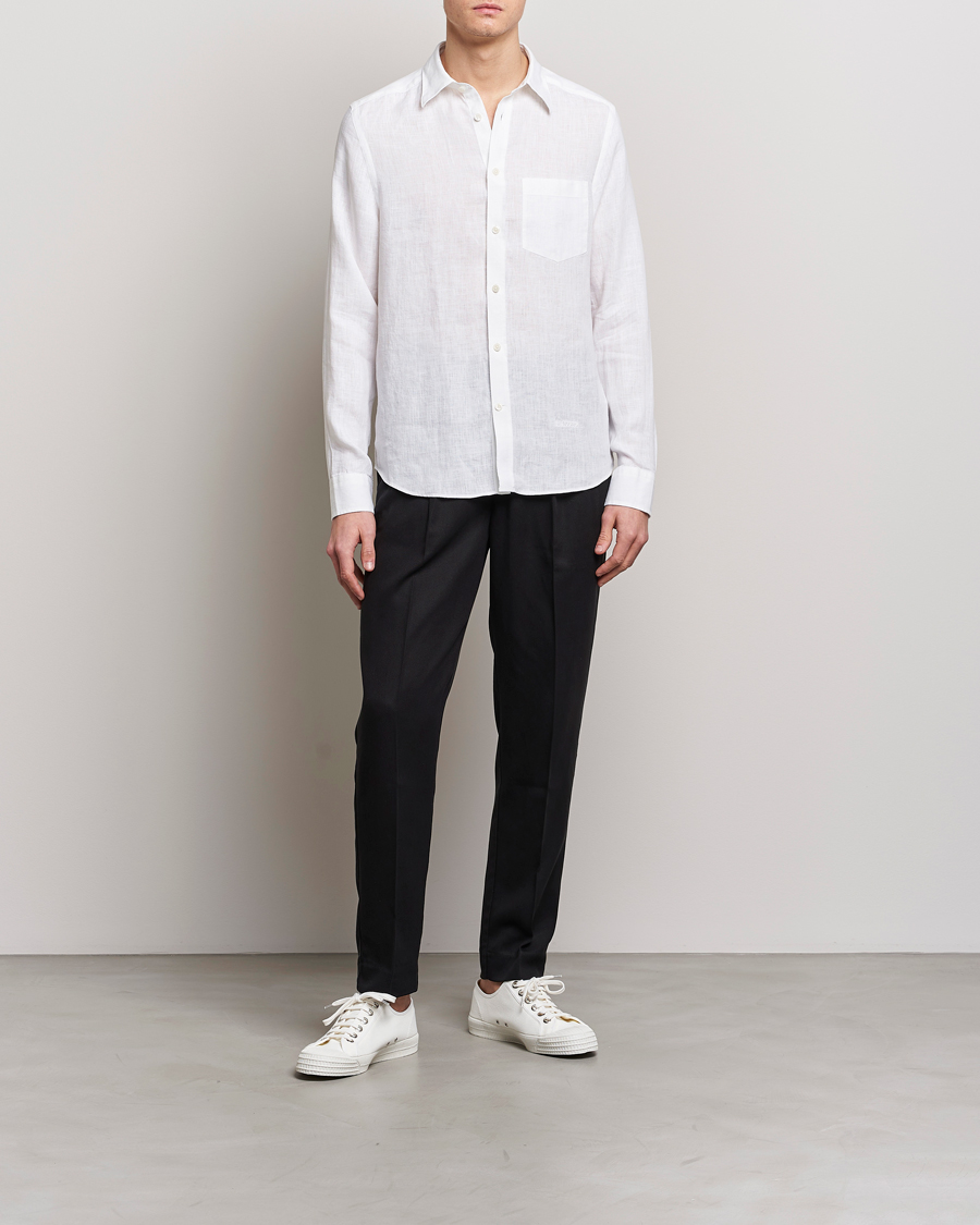 J.Lindeberg Slim Fit Clean Linen Shirt White at CareOfCarl.com