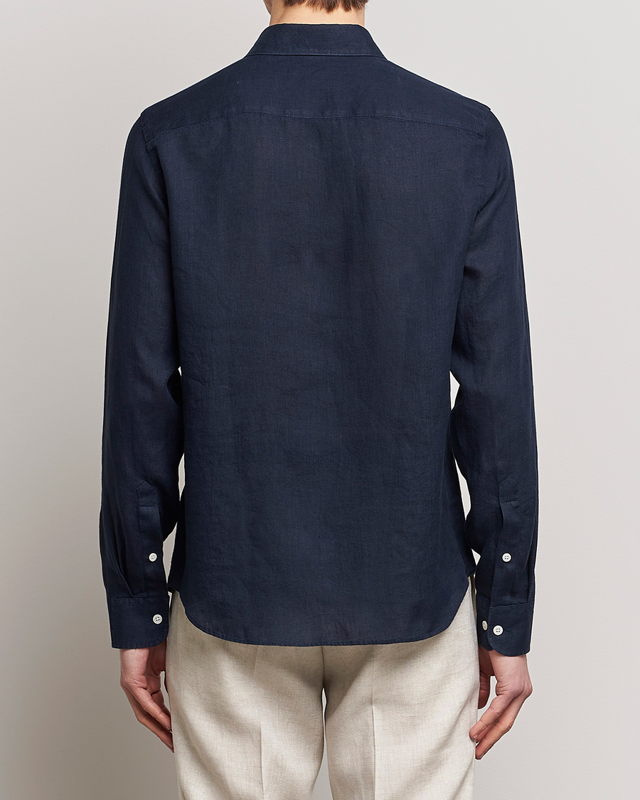 Men | Shirts | J.Lindeberg | Slim Fit Clean Linen Shirt Navy
