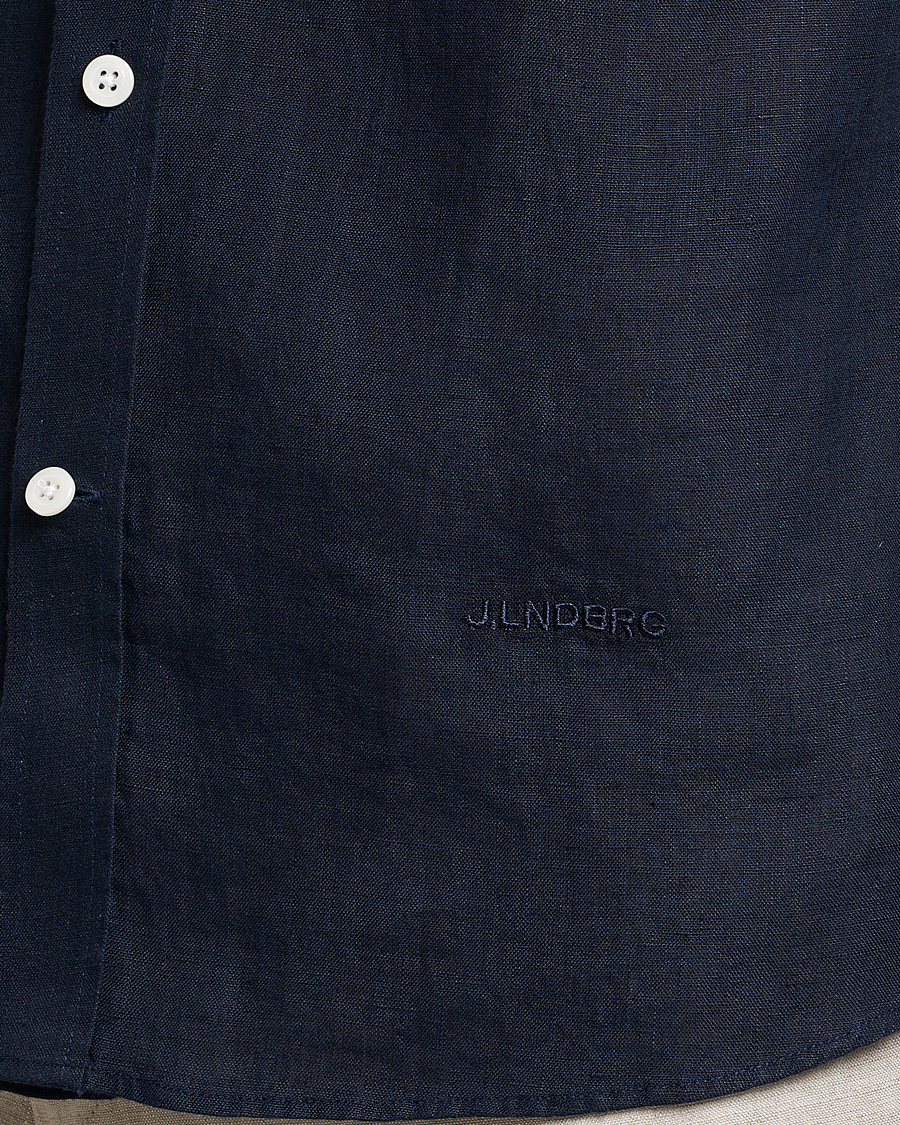 Men | Shirts | J.Lindeberg | Slim Fit Clean Linen Shirt Navy
