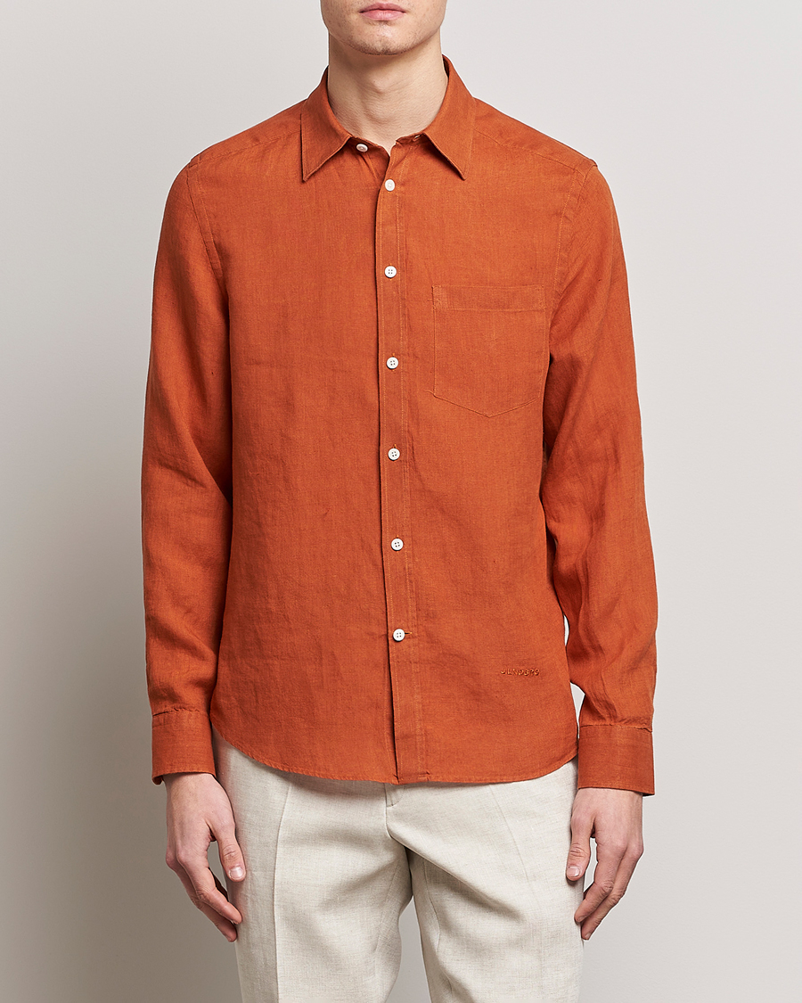 Men | Clothing | J.Lindeberg | Slim Fit Clean Linen Shirt Bombay Brown
