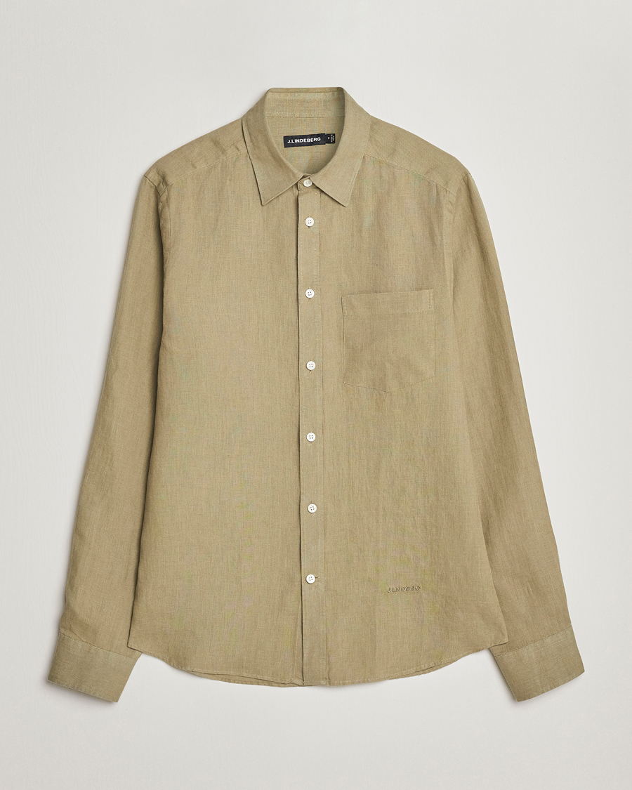 Men | Shirts | J.Lindeberg | Slim Fit Clean Linen Shirt Aloe