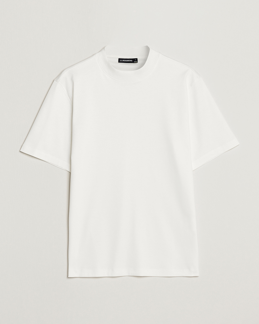 Men | White t-shirts | J.Lindeberg | Ace Mock Neck Mercerized Cotton T-Shirt White