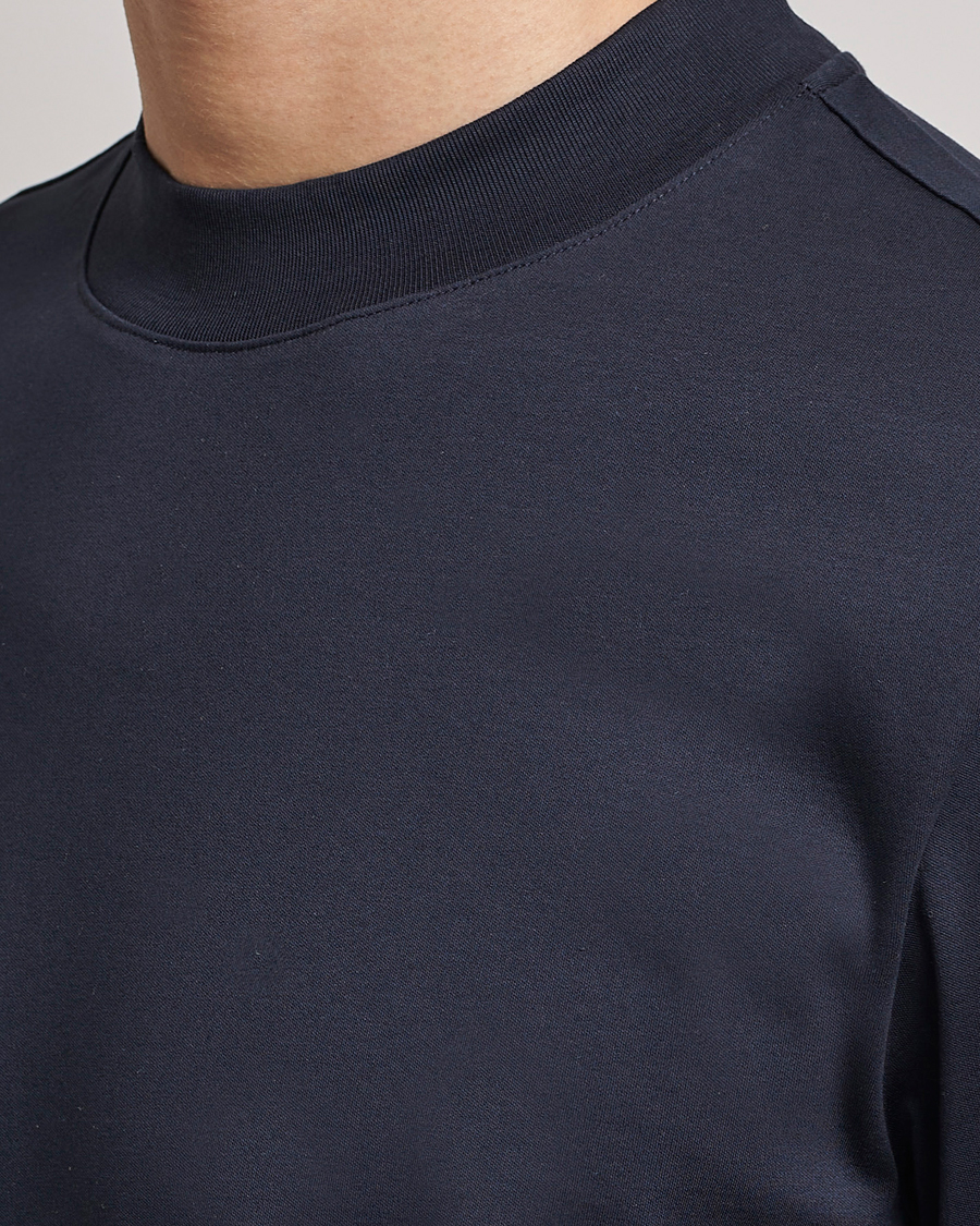 Men | T-Shirts | J.Lindeberg | Ace Mock Neck Mercerized Cotton T-Shirt Navy