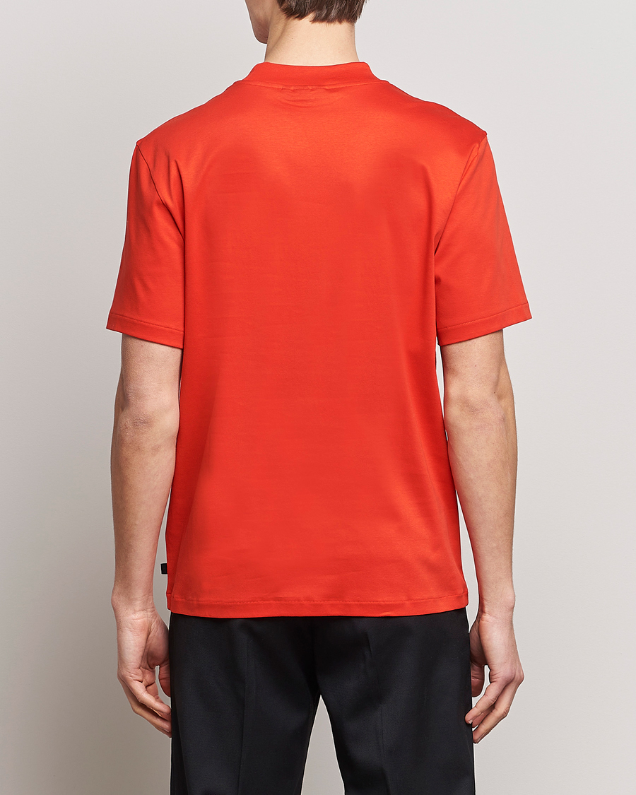 Men | T-Shirts | J.Lindeberg | Ace Mock Neck Mercerized Cotton T-Shirt Fiery Red