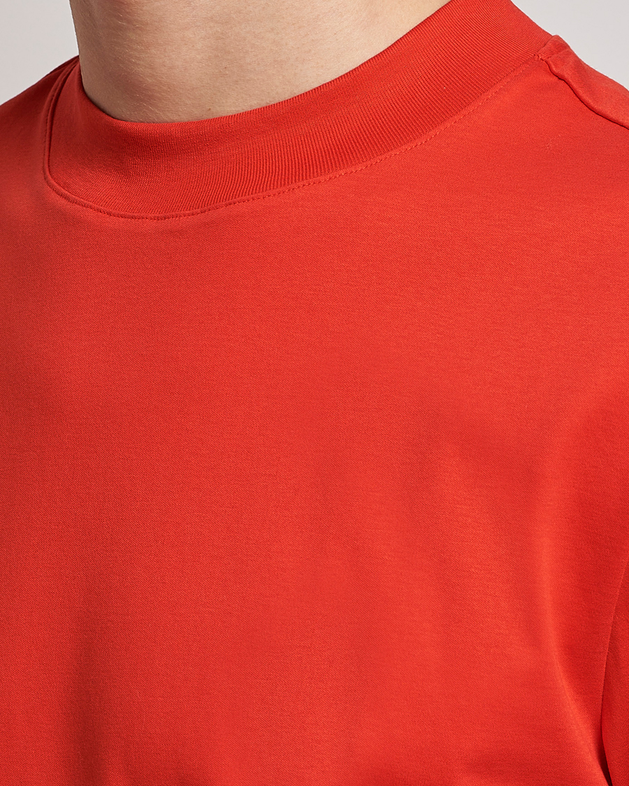 Men | T-Shirts | J.Lindeberg | Ace Mock Neck Mercerized Cotton T-Shirt Fiery Red