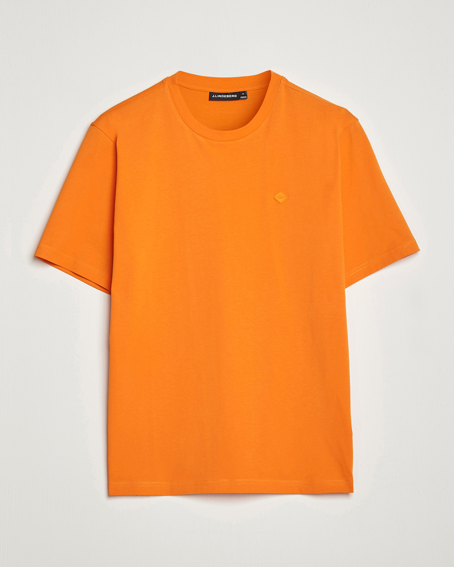 Men | T-Shirts | J.Lindeberg | Dale Organic Cotton Patch T-Shirt Russet Orange
