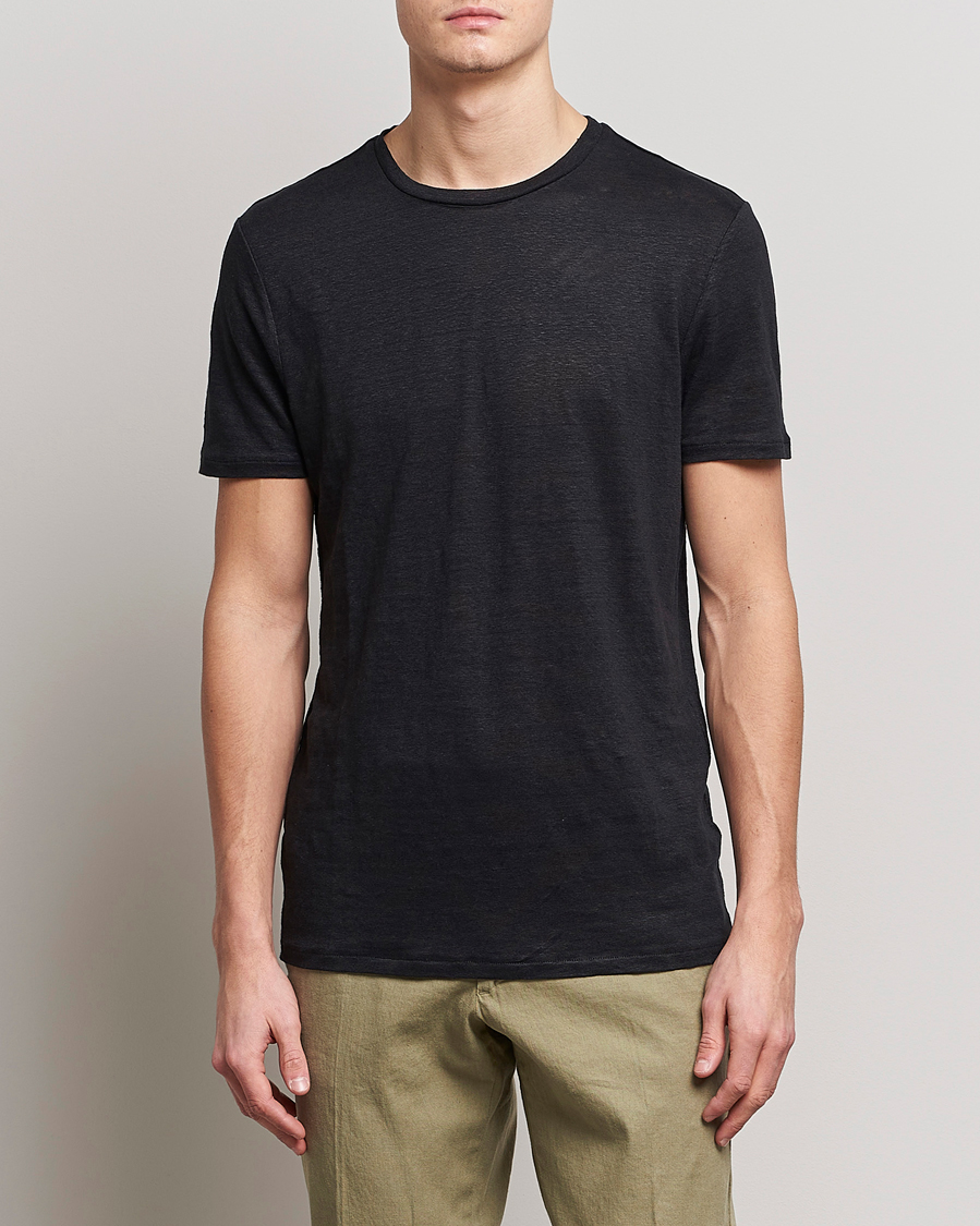 Men | T-Shirts | J.Lindeberg | Coma Linen Tee Black