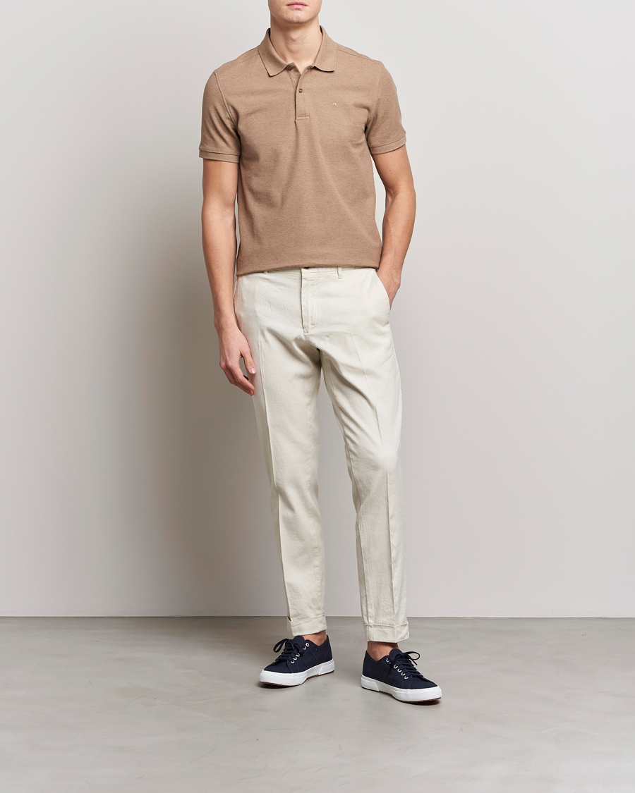 Men | Polo Shirts | J.Lindeberg | Troy Clean Polo Tiger Brown Melange