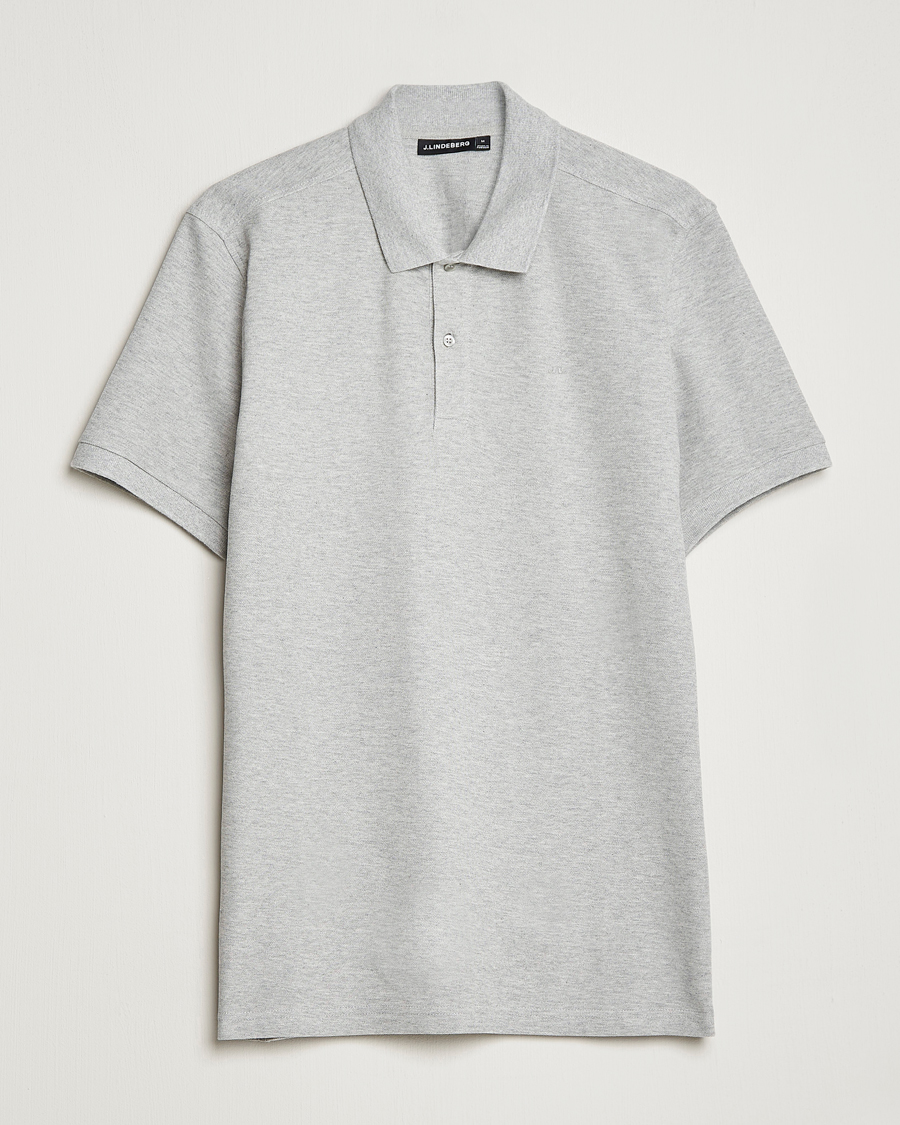 Men | Polo Shirts | J.Lindeberg | Troy Clean Polo Light Grey Melange