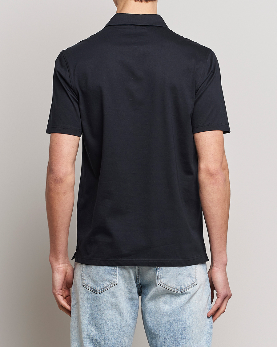 Men | Polo Shirts | J.Lindeberg | Asher Zip Mercerized Cotton Polo Black