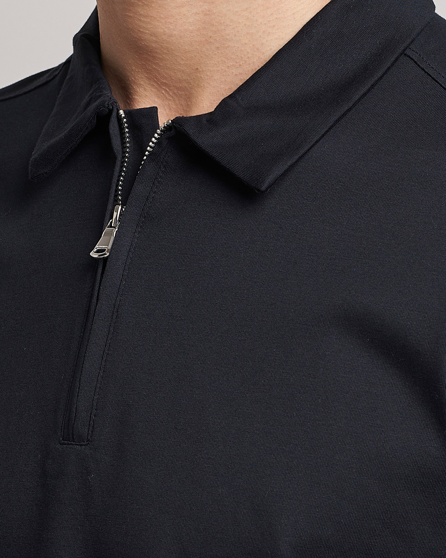 J.Lindeberg Asher Zip Mercerized Cotton Polo Black at CareOfCarl.com