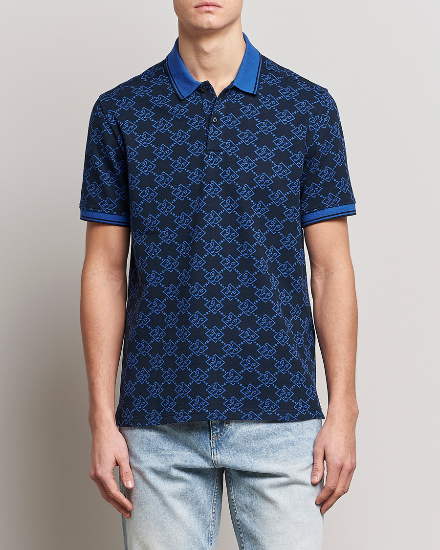 J.Lindeberg Deklan Organic Cotton Jacquard Polo Navy at CareOfCarl.com