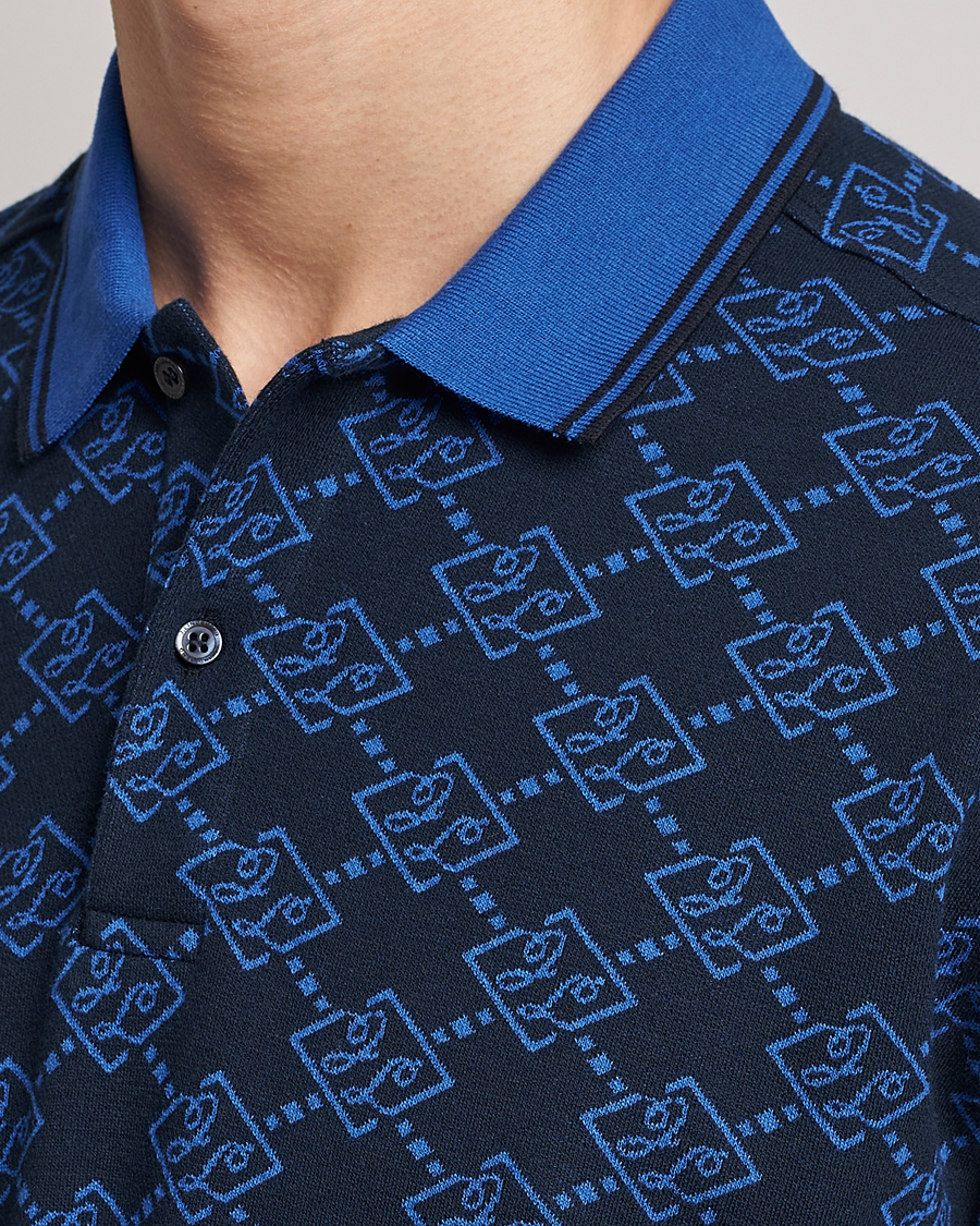 Men | Polo Shirts | J.Lindeberg | Deklan Organic Cotton Jacquard Polo Navy