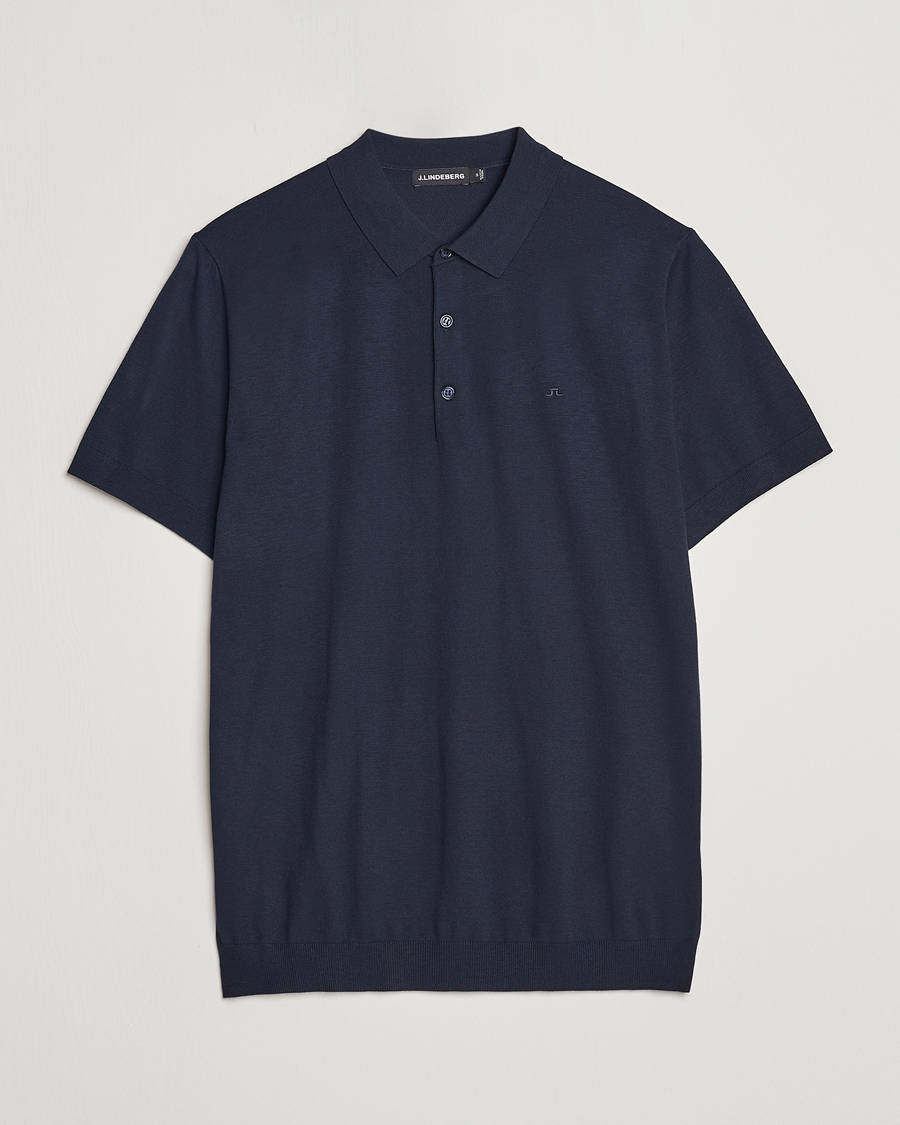 Men | Polo Shirts | J.Lindeberg | Ridge Rayon Silk Polo Navy