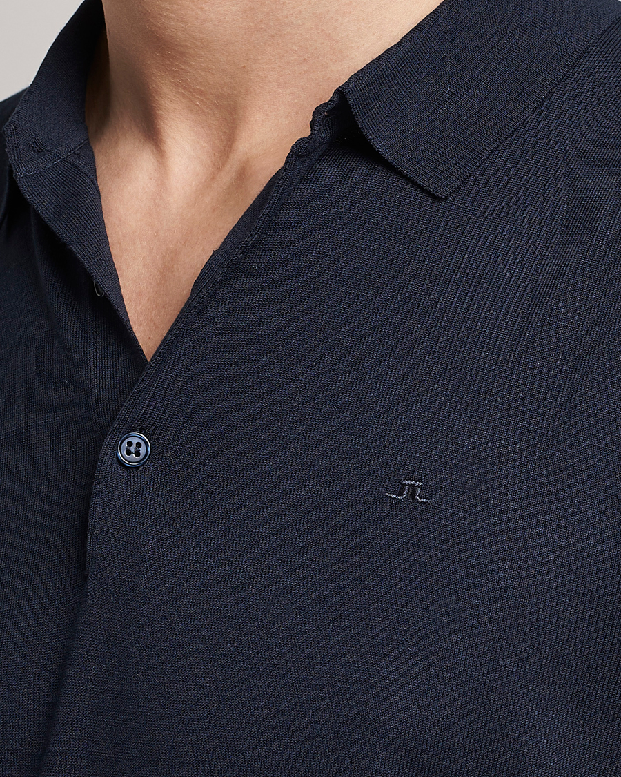 Men | Polo Shirts | J.Lindeberg | Ridge Rayon Silk Polo Navy