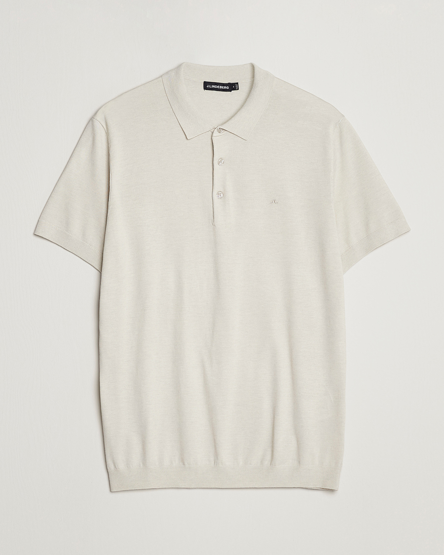 Men | Polo Shirts | J.Lindeberg | Ridge Rayon Silk Polo Light Grey Melange