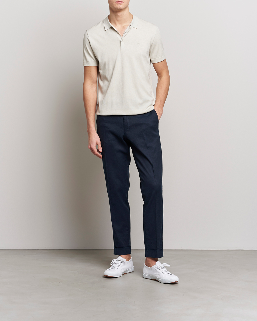 Men | Polo Shirts | J.Lindeberg | Ridge Rayon Silk Polo Light Grey Melange