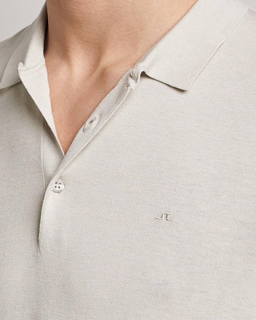 Men | Polo Shirts | J.Lindeberg | Ridge Rayon Silk Polo Light Grey Melange
