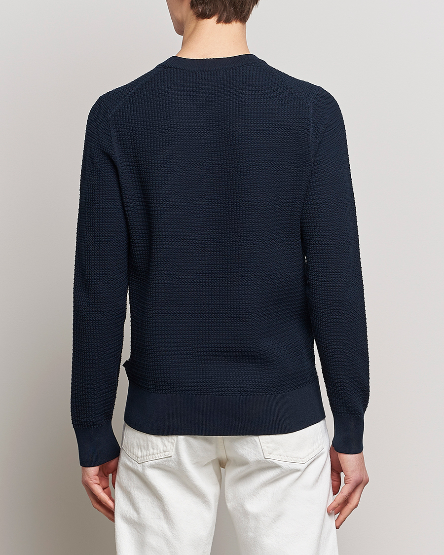 Men | Sweaters & Knitwear | J.Lindeberg | Arthur Structure Organic Cotton Crew Neck Navy