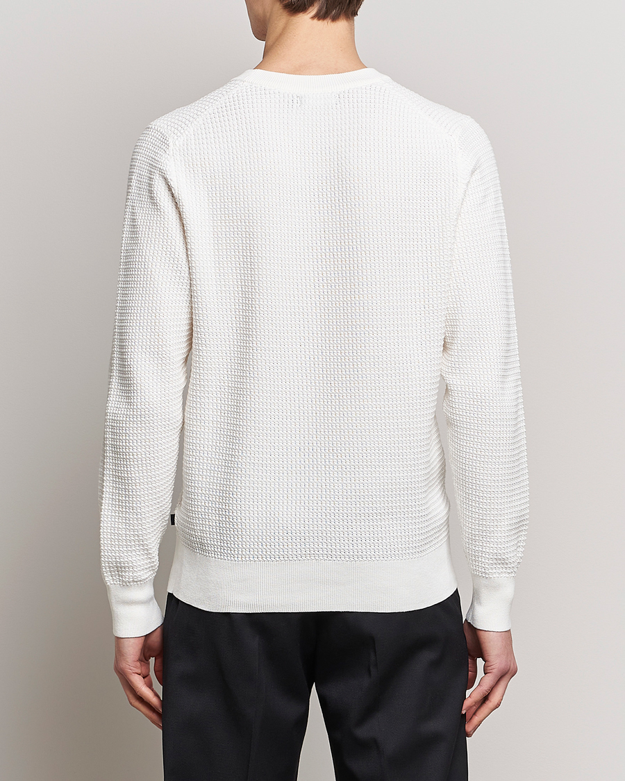 Men | Sweaters & Knitwear | J.Lindeberg | Arthur Structure Organic Cotton Crew Neck Cloud White
