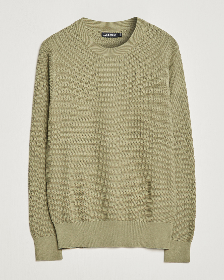Men | Sweaters & Knitwear | J.Lindeberg | Arthur Structure Organic Cotton Crew Neck Aloe