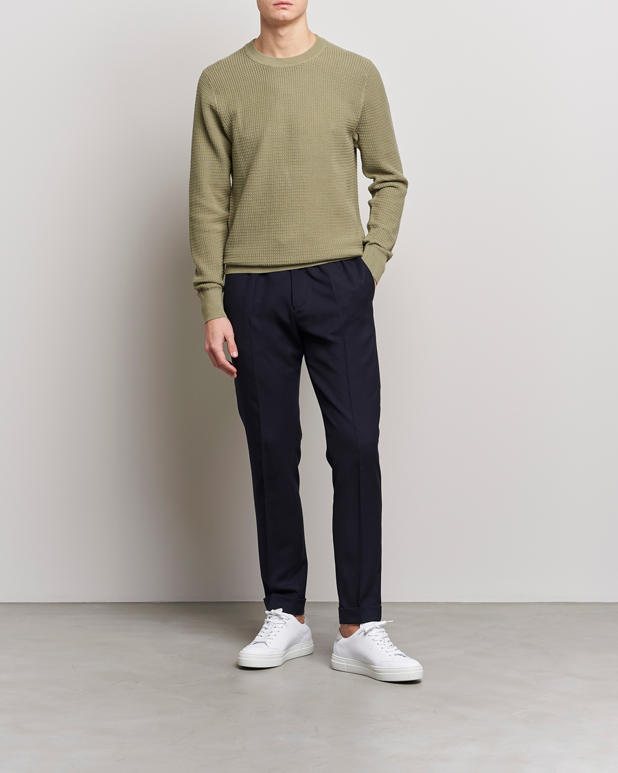Men | Sweaters & Knitwear | J.Lindeberg | Arthur Structure Organic Cotton Crew Neck Aloe
