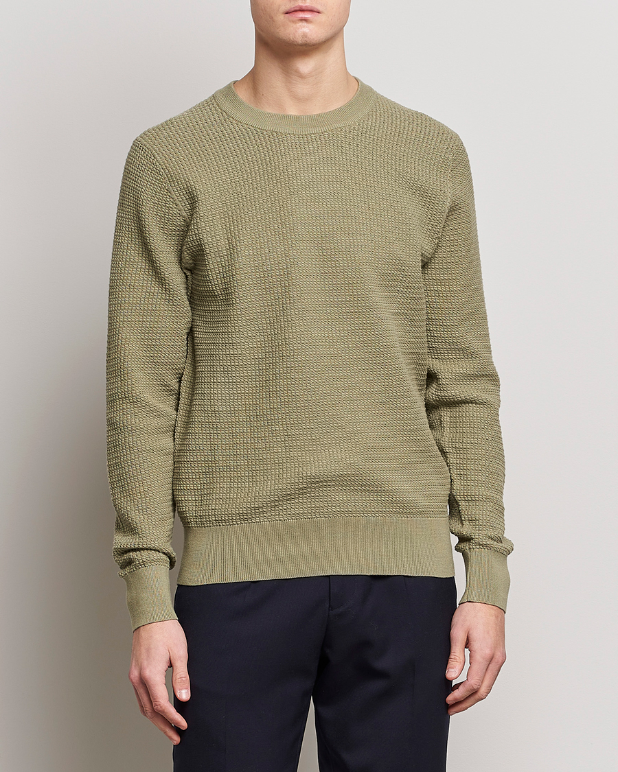Men | Sweaters & Knitwear | J.Lindeberg | Arthur Structure Organic Cotton Crew Neck Aloe