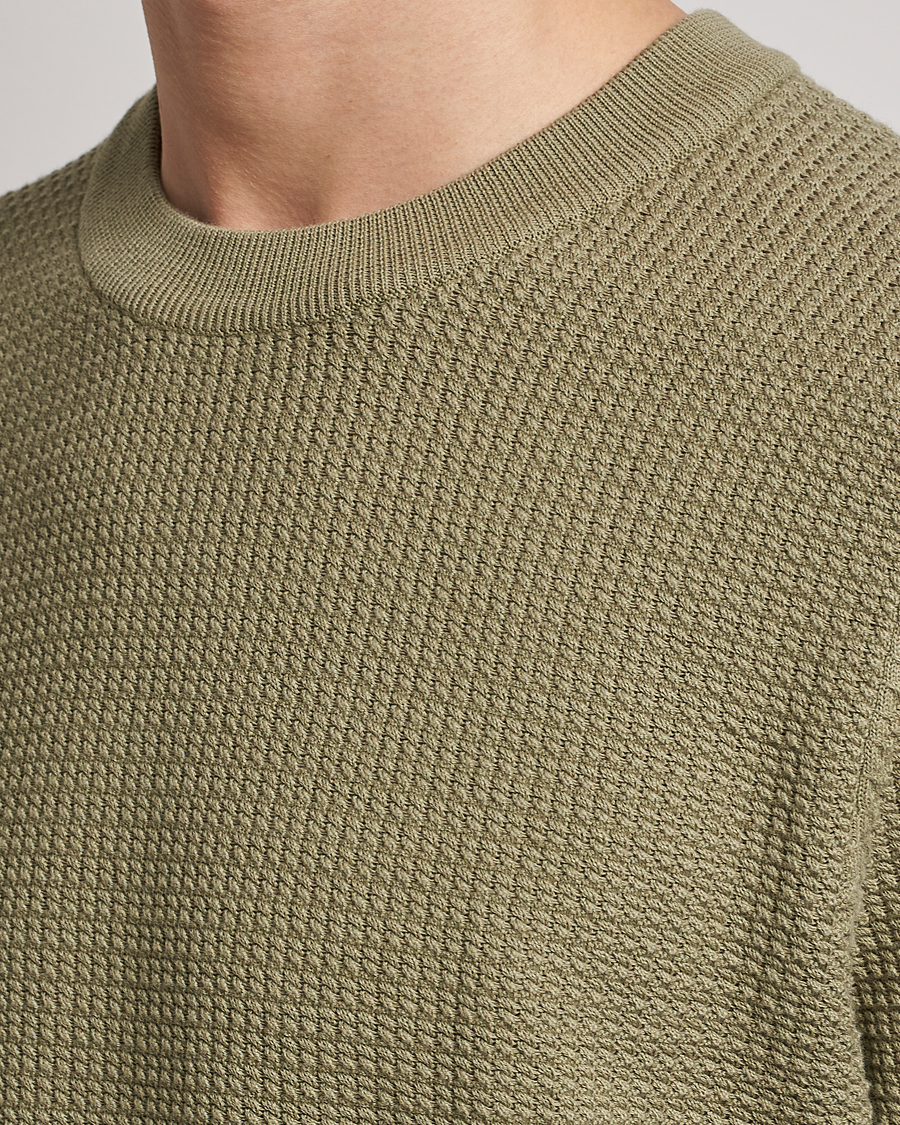 Men | Sweaters & Knitwear | J.Lindeberg | Arthur Structure Organic Cotton Crew Neck Aloe